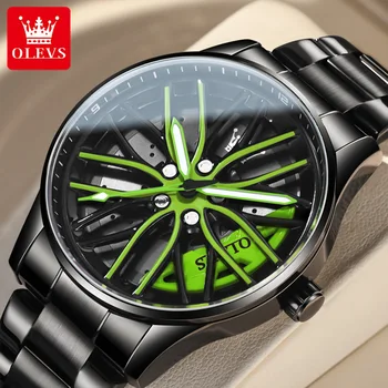 OLEVS Originalūs vyriški laikrodžiai Nerūdijančio plieno dirželis Naujos koncepcijos dizainas Fashion Quartz Watch Vandeniui atsparus šviečiantis laikrodis vyrams