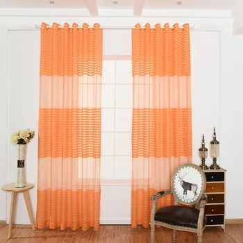 Oranžinės juostelės Morden Tiulio užuolaidos Svetainės miegamojo lango vientisas užuolaidų gydymas Namų dekoravimo skydo užuolaidos