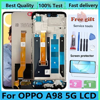 Original for Oppo A98 5G CPH2529 Full with Frame LCD Touch Screen Replacement Digitizer Assembly Repair Display Parts