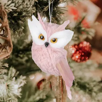 Pelėda Kalėdinis kabantis ornamentas Mielas imituotas plunksninis Pelėdos pakabukas Eglutės dekoracijos Helovino namų vakarėlio dekoravimui