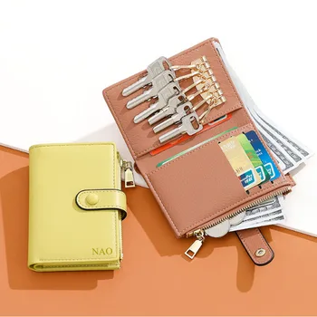 Personalizuotas madingas aukščiausios klasės trumpas moteriškas daugiafunkcis raktų krepšys minimalistinis užtrauktuko keitimo kortelės laikiklis piniginė