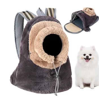 Pet Plush kuprinė Katės skrynios krepšys Laikiklis Žiema Šiltas minkštas pliušinis vežimas Augintiniai Narvas Kelionės lauke Vaikščiojimas Kabantis krepšys