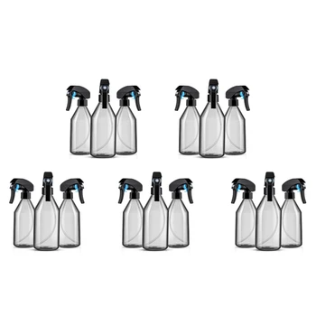 plastikiniai purškiami buteliukai tirpalams valyti,10OZ daugkartinio naudojimo tuščias indas su patvariu juodu gaiduko purkštuvu, 15Pack