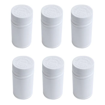 plastikiniai tušti vaistų buteliukai tablečių tablečių talpyklės laikiklis 6Vnt Balta