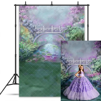 Po tiltu pavasario fonai Vaikų mergaičių fotografijos rekvizitai Vaikas Kūdikis Fotoskambučių dekorai Gėlių upės fonas
