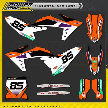PowerZone Custom Team grafikos lipdukai 3M lipdukams Rinkinys KTM 23-25SXF 24-26 EXC motociklų lipdukai 008
