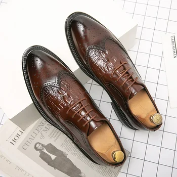 Prabangus prekės ženklas Oksfordo batai storu padu suvarstomi odiniai batai Vyriški laisvalaikio batai Britiško stiliaus blokiniai batai Aukštos kokybės mokasinas