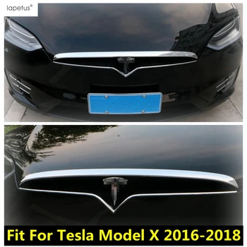 Priekinio gaubto variklio grotelių apdailos liejimo dangtelio apdaila Tesla Model X 2016 2017 2018 ABS Chrome priedų išorė