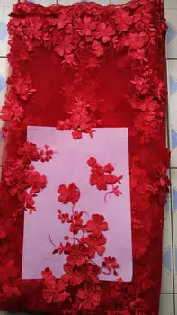 Rankų darbo tinklas siuvinėtas 3d audinys Raudonos gėlės 