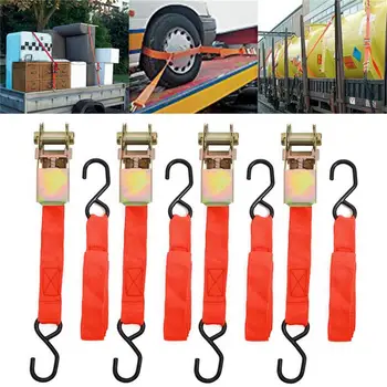 Ratchet Tie-Down Dirželis Nešiojamas automatinis bagažo pririšimo dirželis su dvigubais J kabliukais Reketo įtempimo dirželiai krovinių dėžėms perkelti