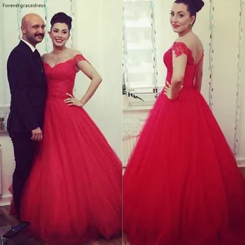 Red Prom suknelė Gana nuo pečių Ilga oficiali ypatingos progos vakarėlio suknelė