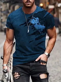 retro elementas atspausdinti vyriški apvalaus kaklo trumpomis rankovėmis plius dydžio kvėpuojantys ir patogūs viršutiniai vasaros nauji hiphopo stiliaus marškinėliai