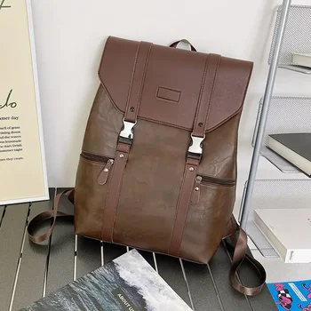 Retro PU odinė vyriška kuprinė moterims 15,6 colio nešiojamas kompiuteris Senoviniai mokykliniai krepšiai