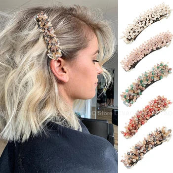 Rhinestone Pearl Moterų plaukų segtuko tendencijos dizainas Galvos apdangalas Mergina Ponytail Plaukų segtukas Paprastas pavasario klipas Mados plaukų aksesuarai