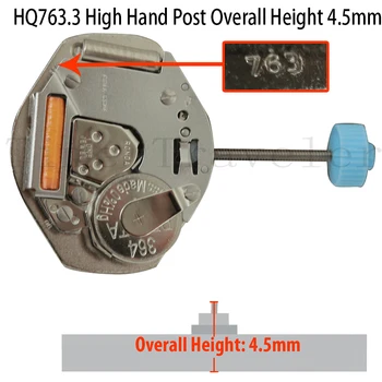 Ronda 3 Rankinio kvarcinio laikrodžio judesys HQ763.3 Aukštas rankos postas Bendras aukštis 4.5mm