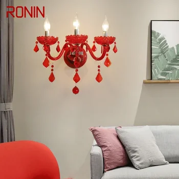 RONIN Raudona vestuvinė krištolo sieninė lempa europietiško stiliaus žvakių lempa Prabangi svetainė Restoranas Miegamasis Vila Hotel
