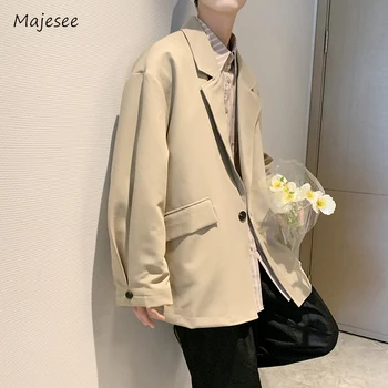 Rudens švarkai Vyrai Laisvalaikis Daily Single Button Baggy Jaukus Gražus prašmatnus atlapas Korėjietiško stiliaus gatvės drabužiai Populiarūs drabužiai 