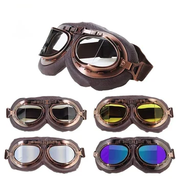 Rudi senoviniai motociklų akiniai Motociklų akiniai Retro šalmas Dviračių akiniai Sportinė dulkėms atspari akių apsauga Odos atspalviai