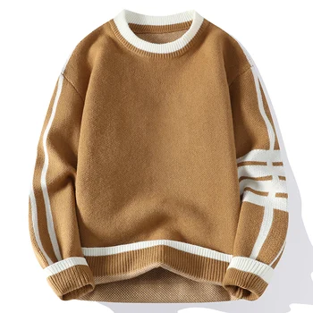 Ruduo ir žiema O-Neck megztinis vyrams Patchwork Pullover Men Loose Casual Harajuku New Mens Oversized Sweater 4XL