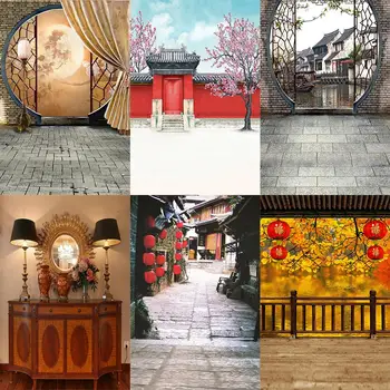 Rytų klasikinė architektūra Kinų stiliaus fotografija Vinilo fonas Sienų dekoras Foto studijos rekvizitų fonas