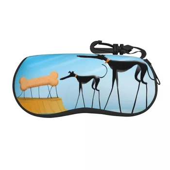 Salvador Dali Funny Greyhound Lurcher Shell akinių dėklas Whippet Sighthound Dog Art Akinių dėklas Akinių nuo saulės apsaugos dėžutė