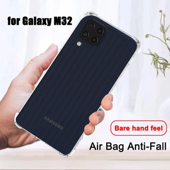 Samsung Galaxy M32 dangtelio oro pagalvės minkštas TPU telefono dėklas, skirtas Galaxy M 32 skaidriems dėklams Funda Anti-fingerprint Antishock Coque