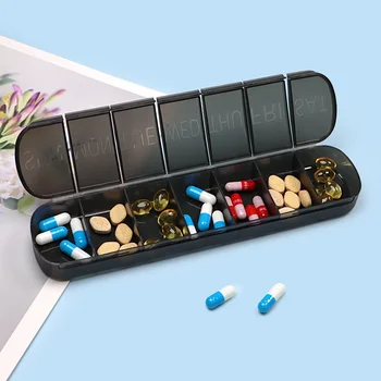 Savaitiniai nešiojamų kelioninių tablečių dėklai 7 dienų organizatorius 7 tinkleliai Tabletės Konteinerių laikymo tabletės Vaistų vitaminai Medicina таблетница