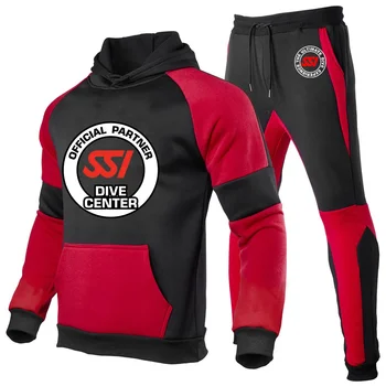 Scuba Diving Dive SSI Printing Fashion 2024 New Man's Spring Autumn Splicing Sportinis kostiumas Laisvalaikio džemperis Sportinės kelnės 2 dalių komplektas