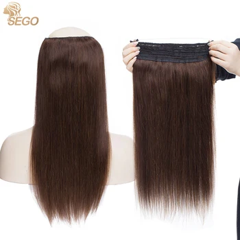 SEGO 90g-120g Tiesios vielos plaukų priauginimas Žmogaus plaukai Dviguba žuvies linija Nematoma viela Plaukų puošmena Natūralūs plaukai visai galvai