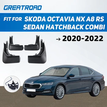 Set Car Mudflaps For Skoda Octavia NX A8 RS Sedan Hečbekas combi 2020 2021 2022 Purvasaugiai Purslų apsaugos Purvasaugiai Apsauga