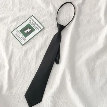 Simple Uniform Black Tie 2023 Matinis klipas ant kostiumo Užtrauktuko kaklaraištis Unisex No-tie Tingūs kaklaraiščiai Moterys