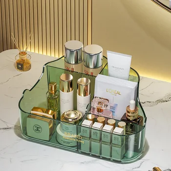 Skaidri kosmetikos laikymo dėžutė Prabangus vonios kambarys Organizacinė dėžutė padalintas tualetinis stalas Lūpų dažai Odos priežiūros produktų lentyna