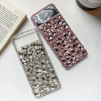 skirta Samsung Galaxy Z Flip 5 4 3 Zflip3 Zflip4 Luxury Fashion Rhinestone Full Bing Crystal Diamond Phone Case Cover for Fold 4 3
