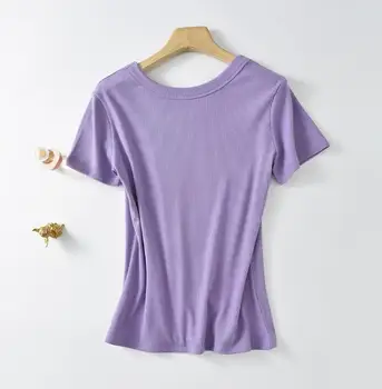 Solid Basic Short Sleeve Womens Tshirt Casual color