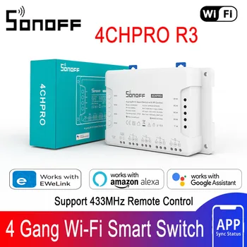 Sonoff 4CHPRO R3 Wifi šviesos jungiklio nuotolinio valdymo pultas 433 Mhz RF išmaniųjų namų valdiklis 4 kanalų / 