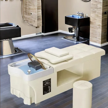 SPA Speciality šampūno kėdė Plaukų lova Atlošas Šiuolaikinės salono kėdės Grožis Paprastas Sedia per šampūnas Kirpėjas Baldai HD50XF