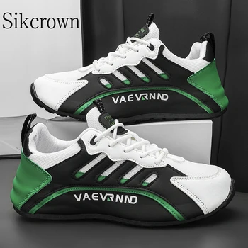 sportbačiai Vyriški žali vyriški batai Kvėpuojantis bėgimas Laisvalaikio mados tendencija Lengvas vyrų sportas Suvarstomi aukštos kokybės dizainerių batai