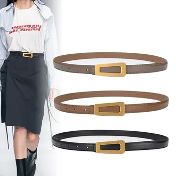 Spot Popular Cowhide Belt Women's Version of The Casual Trend Jeans Belt All-match Black Retro Style Designer Belt