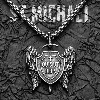 St.Michael Angel Shield Nerūdijančio plieno vyrų karoliai Pakabukų grandinėlė Galingas amuletas Vintage moterims Papuošalų dovanos didmeninė prekyba