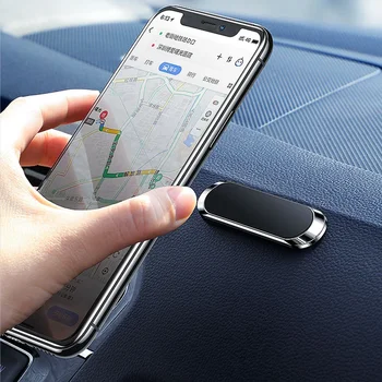 Stiprus magnetinis automobilio telefono laikiklis Prietaisų skydelis Mini juostelės formos stovas iPhone Samsung Xiaomi metalinis magnetas GPS automobilinis laikiklis sienai
