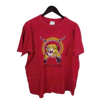 Tamil Tiger Tshirt King Vintage Marškinėliai 1990s trumpomis rankovėmis Custom For Men Luxury