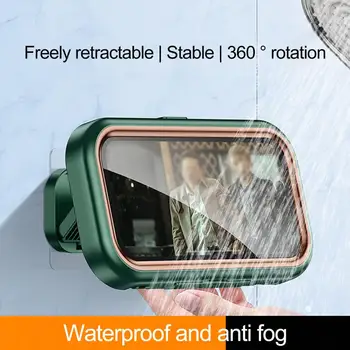 Telefono stovo dėžutė Neperšlampamas dušo telefono laikiklis su 360 laipsnių pasukimo reguliuojamo kampo sieniniu mobiliuoju telefonu laisvų rankų