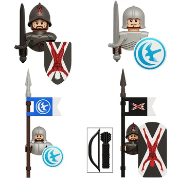 The Ailin Guard Elite Soldier Pavise Crossbowmen Valley Knight Model Blocks MOC Bricks Set Gifts Žaislai vaikams