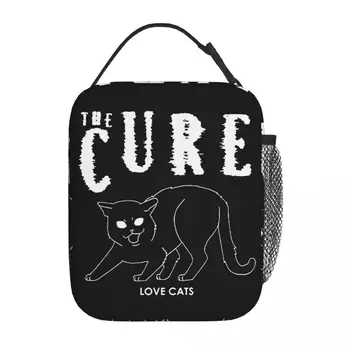 The Cure Rock Band Love Cats Izoliuotas pietų krepšys Nepralaidus nepralaidžiam maisto konteineriui terminis krepšys Tote pietų dėžutė Mokykla Lauko Bento maišelis