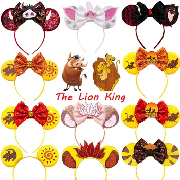 The Lion King Ears Hair Accessories For Girls Disney Pumbaa Simba Hairbands Women HAKUNA MATATA Blizgučiai Peteliškės Galvos juostos Vaikams Dovanos