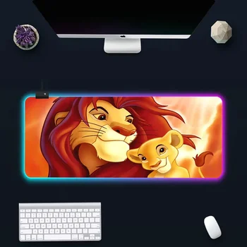 The Lion King Simba Hakuna RGB Pc Gamer Klaviatūros pelės kilimėlis Pelės kilimėlis LED švytintys pelės kilimėliai Guminis žaidimų kompiuteris Mausepad