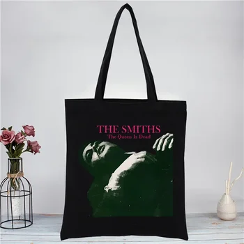 The Smiths The Queen Is Dead Shopping Canvas Bag Female Girl Tote Eco Harajuku Morrissey 1980's Rock Shopper Shoulder Bags