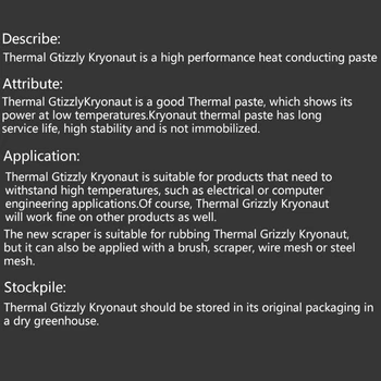 Thermal Grizzly Kryonaut 12.5W CPU/GPU Cmputer radiatorių procesorius Silikono tepalas Terminė pasta 1g
