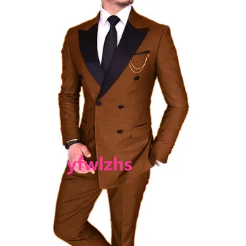Tinkinkite dvispalvius vestuvinius smokingus Vyriškas kostiumas Dviejų dalių oficialus verslo vyriškas švarkas ( švarkas+kelnės+kaklaraištis) D288
