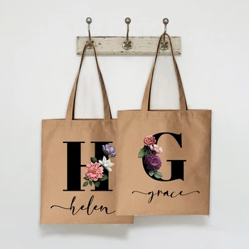 Tinkinkite pavadinimą Sulankstomas pirkinių krepšys Gėlių laiškas Spausdinti Rankinė Ladies Casual Tote krepšys Didelės talpos daugkartinio naudojimo pirkinių krepšys